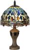 Clayre & Eef Lampje Met Tiffanykapje Dragonfly 33xø21cm 1x E14 Max 40w. Blauw, Brons, Goud Ijzer, Glas online kopen