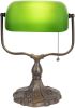 Clayre & Eef Lumilamp Bureaulamp Bankierslamp 27x20x36 Cm Groen Bruin Metaal Glas Tafellamp Groen Tafellamp online kopen