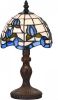 Clayre & Eef Lumilamp Tiffany Tafellamp Ø 18x32 Cm Blauw Beige Glas Tiffany Bureaulamp Tiffany Lampen Blauw Tiffany Bureaulamp online kopen