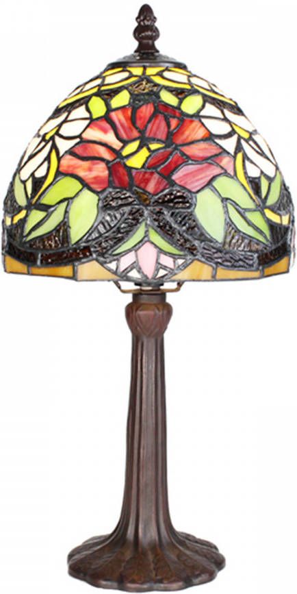 Clayre & Eef Lumilamp Tiffany Tafellamp Ø 20x36 Cm Meerkleurig Glas Kunststof Rond Tiffany Bureaulamp Tiffany Lampen Glas In Lood online kopen
