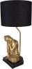 Clayre & Eef Tafellamp Boeddha Ø 26x54 Cm Goudkleurig Zwart Kunststof Bureaulamp Goudkleurig Bureaulamp online kopen