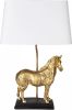 Clayre & Eef Tafellamp Paard 35x18x55 Cm Goudkleurig Wit Kunststof Bureaulamp Goudkleurig Bureaulamp online kopen