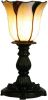Clayre & Eef Tafellampje Met Gebogen Tiffany Kapje 32 X ø 16 Cm Bruin, Wit, Zwart Ijzer, Glas online kopen