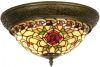 Clayre & Eef Tiffany Plafondlamp Compleet Red Flower Serie Bruin, Rood, Brons, Wit Ijzer, Glas online kopen