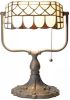 Clayre & Eef Tiffany Tafellamp Bankierslamp Met Trekschakelaar Oranje, Brons, Ivory Ijzer, Glas online kopen