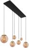 Steinhauer 6 lichts glazen hanglamp Bolique goud met amber glas 3499ME online kopen