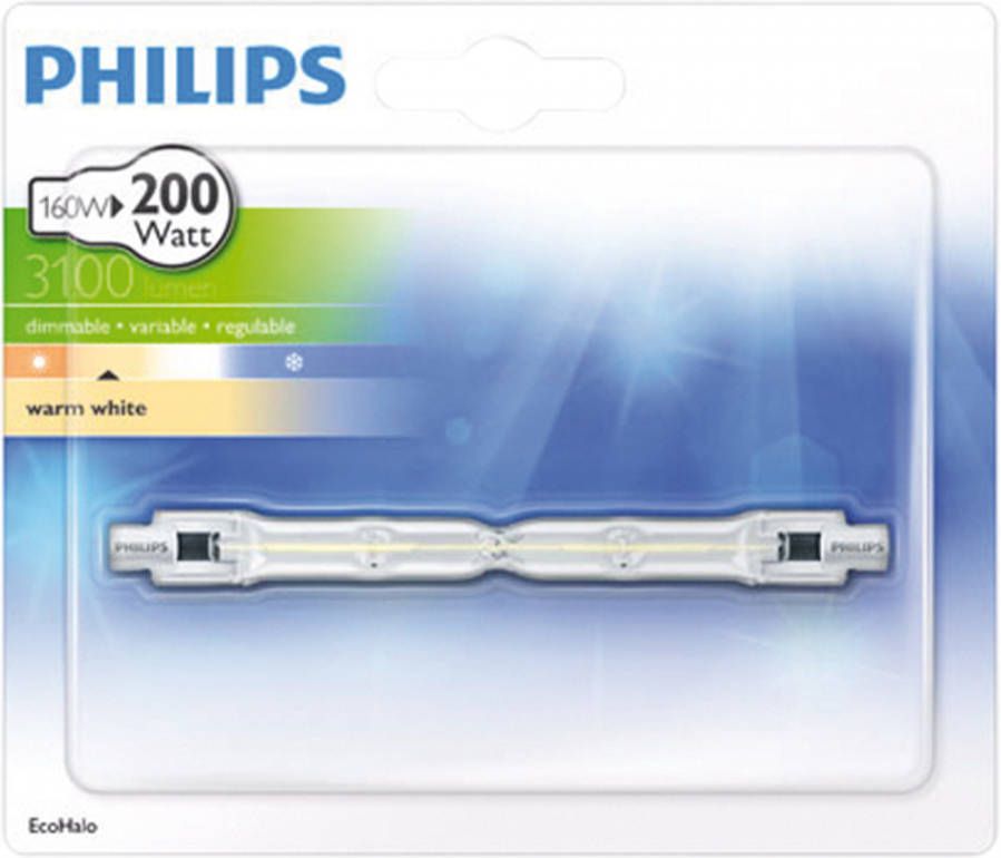 heel breuk studie Philips 2010073160 halogeenlamp R7s 118mm 160W 3100Lm staaf EcoHalo -  Lampenwinkelonline.be