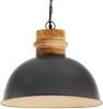 VIDAXL Hanglamp industrieel rond E27 42 cm massief mangohout grijs online kopen