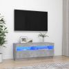 VidaXL Tv meubel met LED verlichting 100x35x40 cm betongrijs online kopen