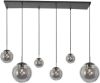 Steinhauer 6 lichts glazen hanglamp Bolique zwart met smoke glas 3499ZW online kopen