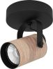 EGLO Plafondspot Cayuca, zwart/houtdecor, 1 lamp online kopen