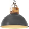 VidaXL Hanglamp industrieel rond E27 32 cm massief mangohout grijs online kopen