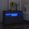 VidaXL Nachtkastje met LED verlichting 60x35x40 cm bewerkt hout grijs online kopen