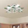 VidaXL Plafondlamp witte en groene acryl kristal bladeren 3xE14 online kopen