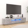 VidaXL Tv meubel met LED verlichting 180x35x40 cm betongrijs online kopen