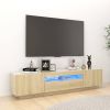 VidaXL Tv meubel met LED verlichting 180x35x40 cm sonoma eikenkleurig online kopen