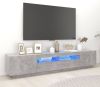 VidaXL Tv meubel met LED verlichting 200x35x40 cm betongrijs online kopen