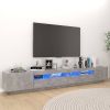 VidaXL Tv meubel met LED verlichting 260x35x40 cm betongrijs online kopen