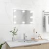 VidaXL Wandspiegel met LED lampen rechthoekig glas online kopen