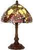 Clayre & Eef Tiffany Tafellamp Met Bloemenpatroon Bruin, Roze, Ivory, Multi Colour Ijzer, Glas online kopen